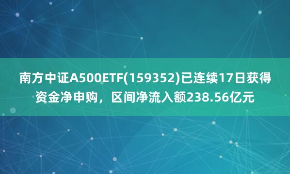 南方中证A500ETF(159352)已连续17日获得资金净申购，区间净流入额238.56亿元