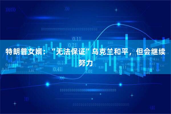 特朗普女婿：“无法保证”乌克兰和平，但会继续努力